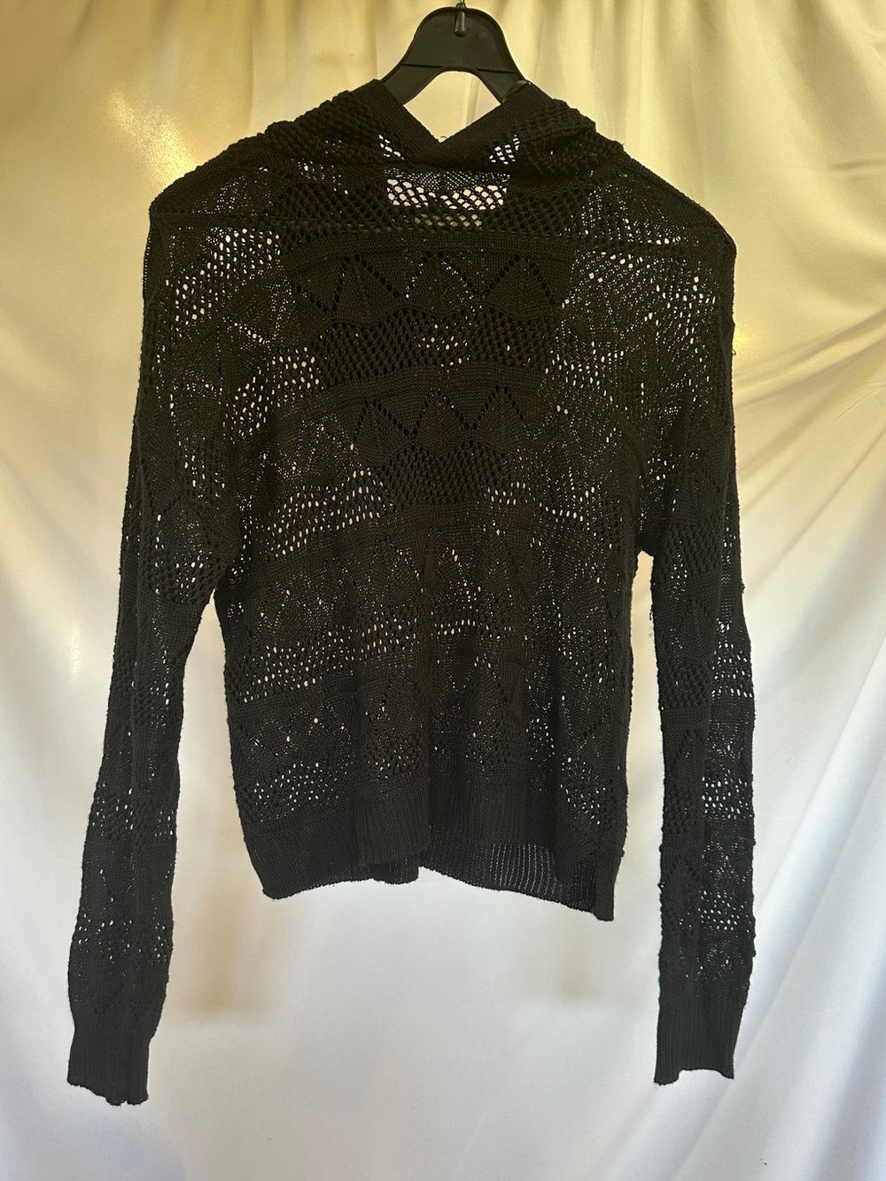 Open Knit Hooded Sweater